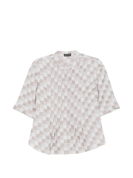  Emporio Armani Check Short-sleeve Top - Neutrals 