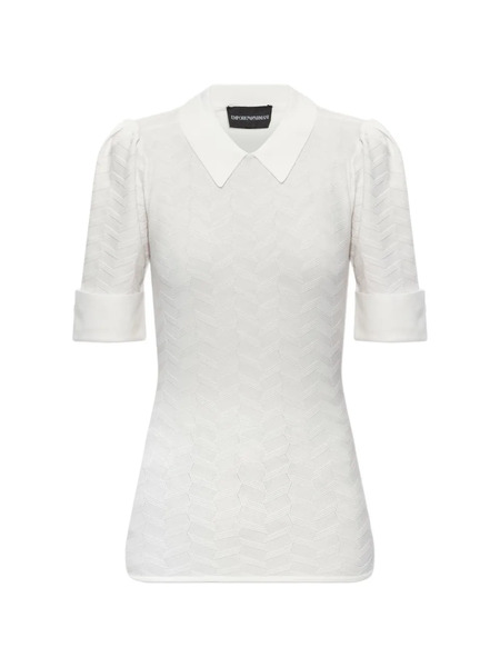  Emporio Armani Collared Pattern Sweater - White 