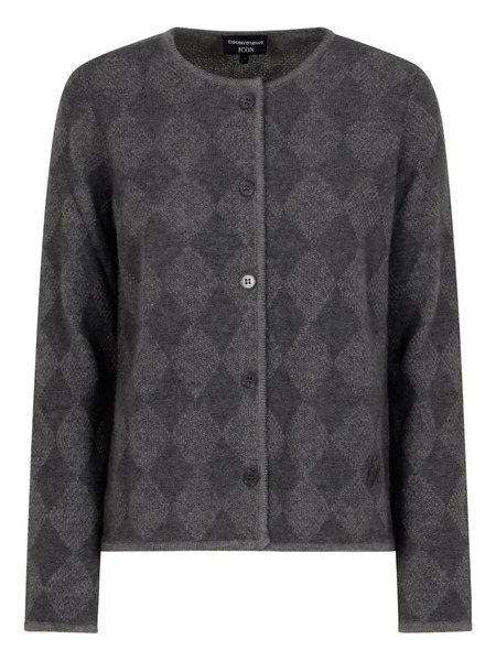  Emporio Armani Diamond-pattern Button Cardigan - Grey 
