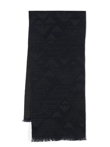  Emporio Armani Eagle-head Jacquard Scarf - Blue 