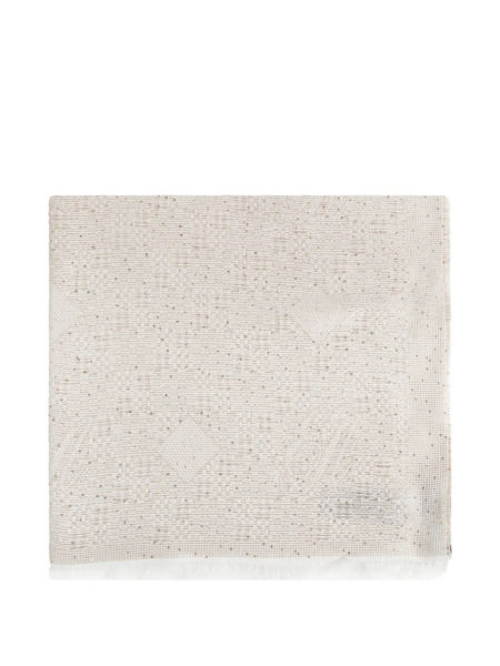  Emporio Armani Fringed Patterned Scarf - White 