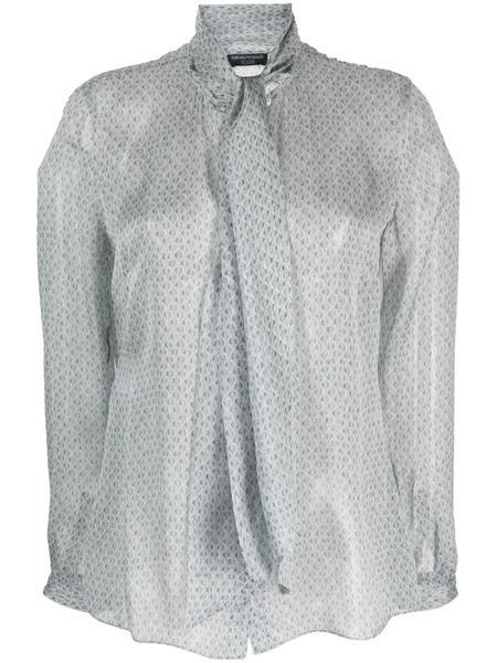  Emporio Armani Geometric-pattern Silk Blouse - Grey 