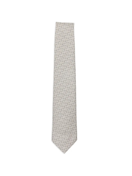  Emporio Armani Geometric Pattern Silk Tie - Neutrals 