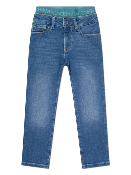  Emporio Armani Kids J07 Logo-waistband Straight-leg Jeans - Blue 