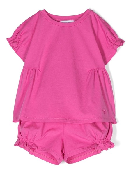  Emporio Armani Kids Ruffled-detail Short Set - Pink 