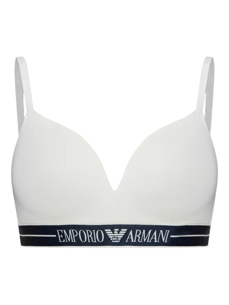  Emporio Armani Logo-band Bra - White 