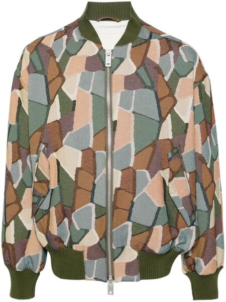  Emporio Armani Mosaic-patterned Bomber Jacket - Green 