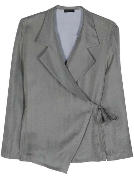  Emporio Armani Patterned-jacquard Wrap Blazer - Grey 