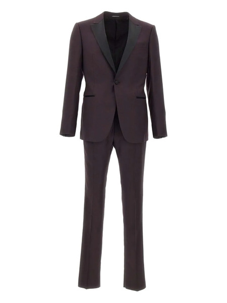  Emporio Armani Peaked-lapel Satin-trimmed Suit - Purple 