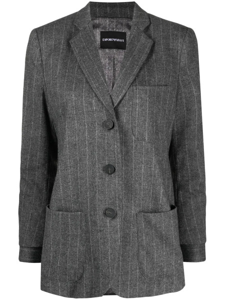 Emporio Armani Pinstripe-pattern Single-breasted Blazer - Grey 