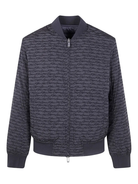  Emporio Armani Script-print Bomber Jacket - Black 