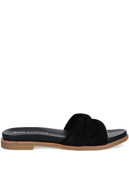  Emu Australia Ikara Crossover Suede Flat Sandals - Black 