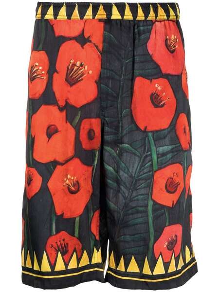  Endless Joy Floral-print Silk Shorts - Black 