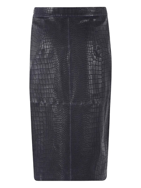  Enes Crocodile-effect Slit Skirt - Grey 