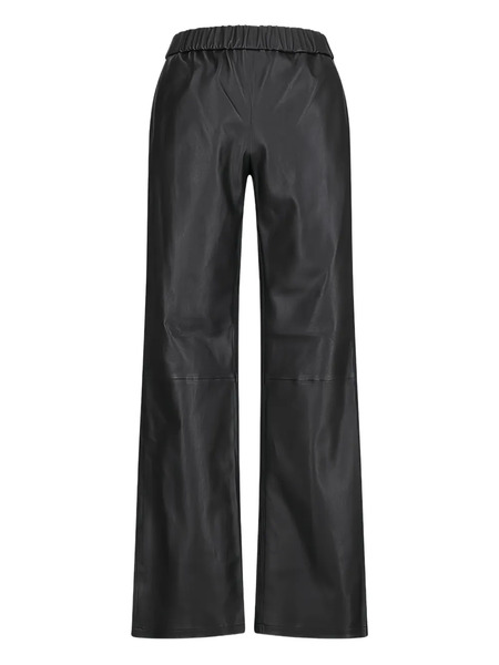  Enes Elastic-waist Leather Trousers - Black 