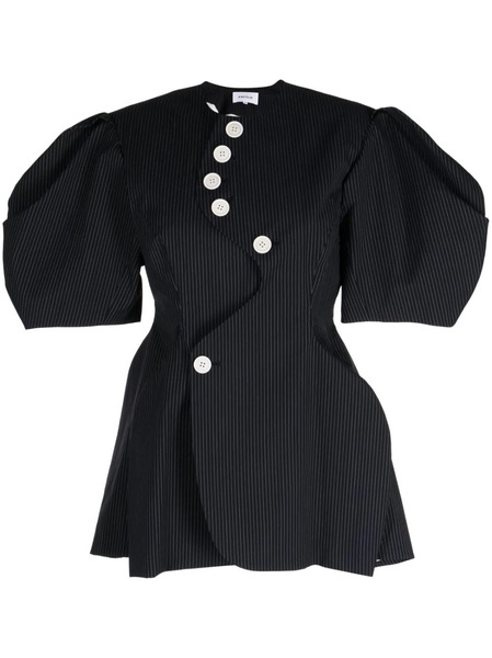  Enföld Pinstripe Short-sleeve Blouse - Blue 