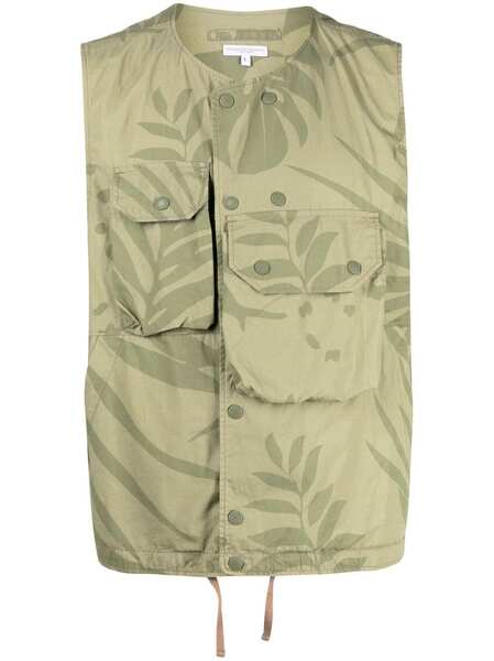  Engineered Garments Cover Leaf-print Cotton Gilet - Green 
