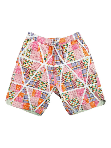  Engineered Garments Patchwork Shorts - Orange Cotton Lace Patchwork 