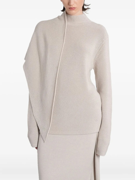  Entire Studios Asymmetric Ribbed Knit Sweater - Neutrals 