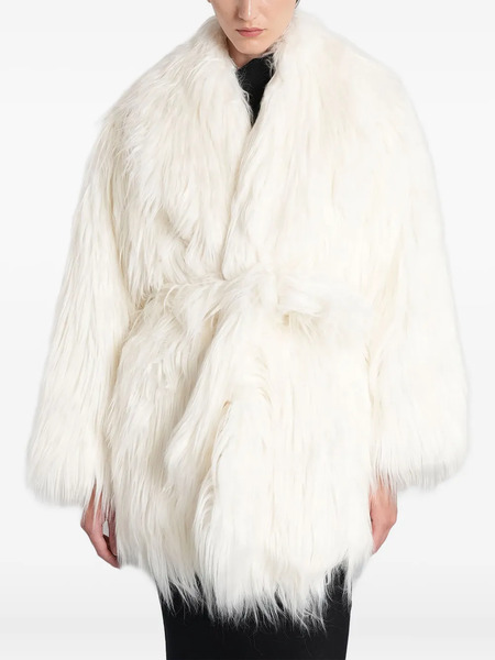  Entire Studios Belted Faux-fur Coat - White 