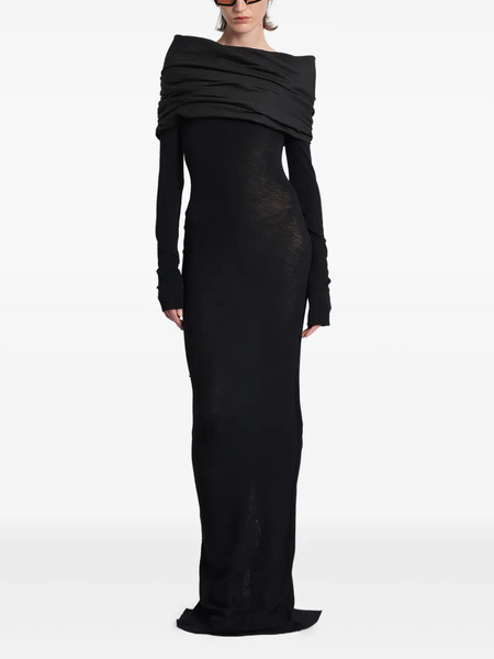  Entire Studios Draped-shoulder Maxi Dress - Black 