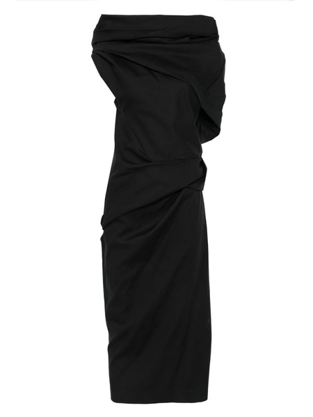  Entire Studios Moulded Draped Cowl-neck Midi Dress - Black 