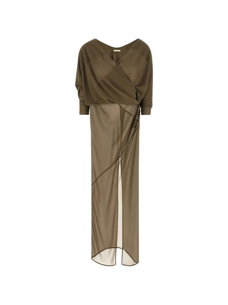  Entire Studios V-neck Asymmetrical Dress - Green 