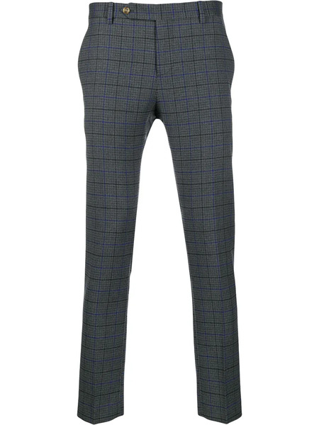  Entre Amis Slim-fit Checked Trousers - Grey 