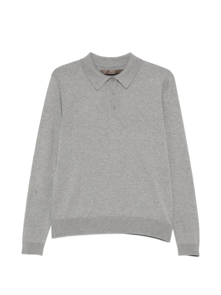 Enza Costa Fine-knit Polo Top - Grey 
