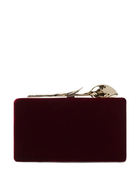  Erdem Bloom Rose-embellished Velvet Clutch Bag - Red 