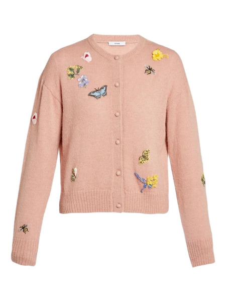  Erdem Embellished Crew-neck Cardigan - Pink 