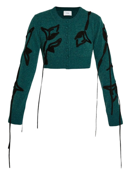  Erdem Floral-appliqué Cardigan - Green 