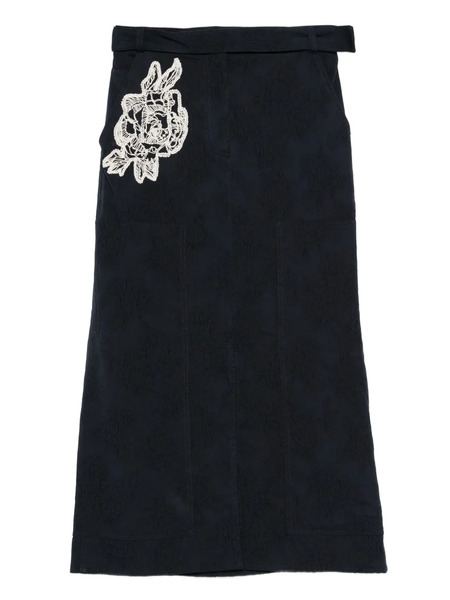  Erdem Floral-appliqué Midi Skirt - Blue 