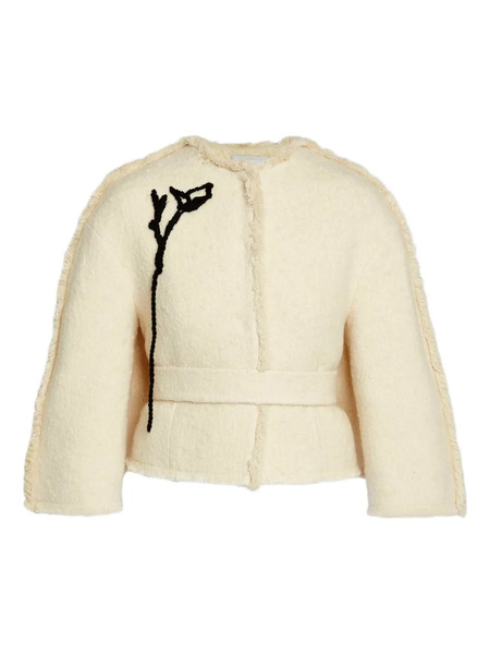  Erdem Floral-embellished Belted Jacket - Neutrals 