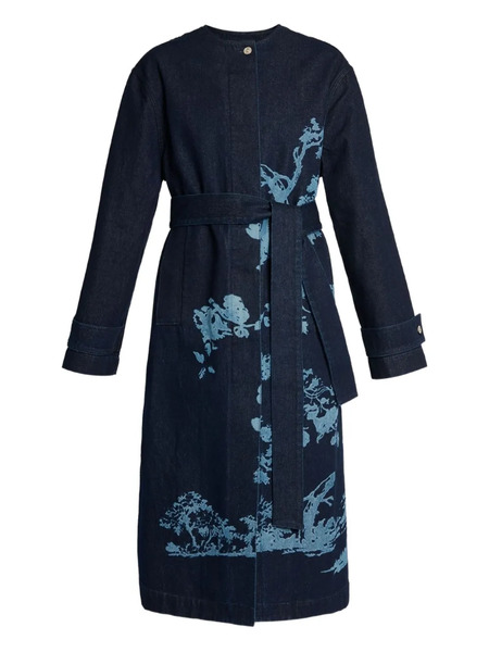  Erdem Floral-print Belted Coat - Blue 
