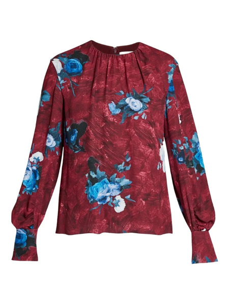  Erdem Floral-print Long-sleeve Blouse - Red 