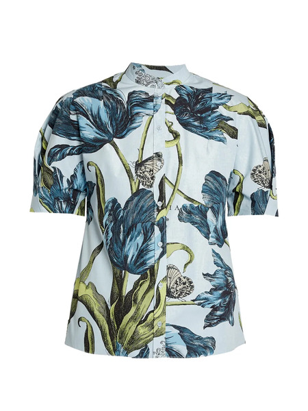  Erdem Floral Short-sleeve Shirt - Blue 