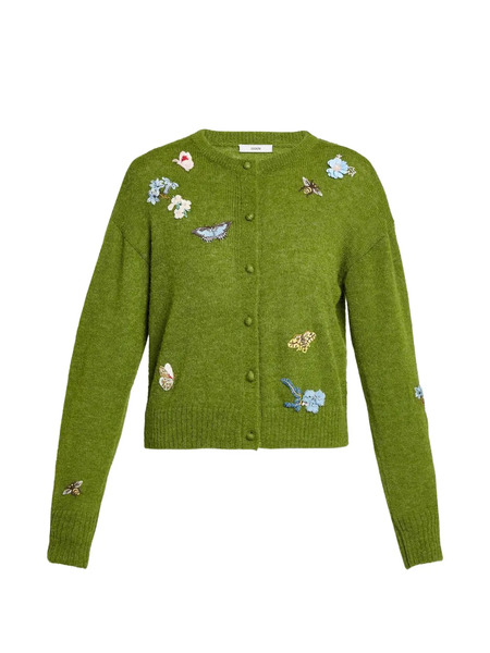  Erdem Long-sleeve Crew-neck Cardigan - Green 