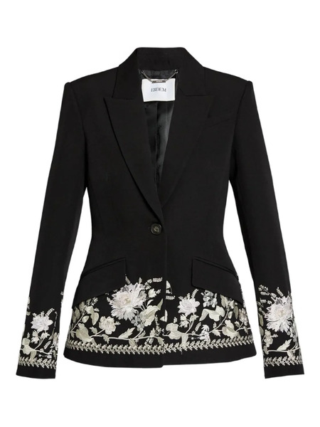  Erdem Long-sleeve Embroidered Blazer - Black 