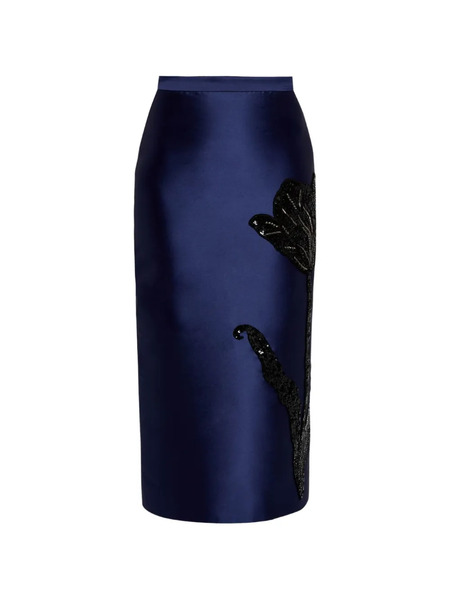  Erdem Mikado Floral Pencil Skirt - Blue 