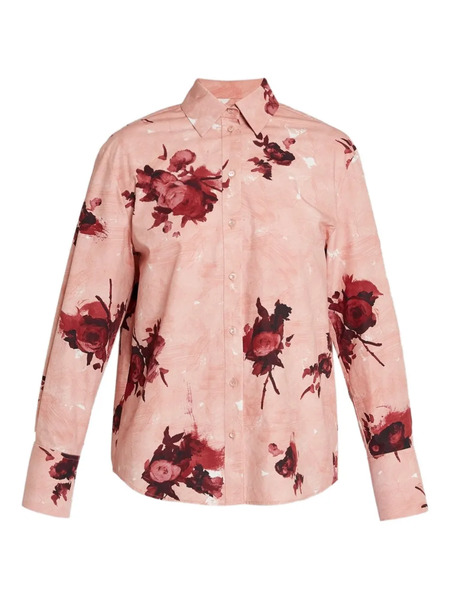  Erdem Rose-print Long-sleeve Shirt - Pink 