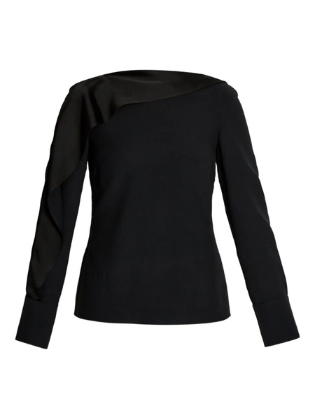  Erdem Satin-paneled Long-sleeve Top - Black 