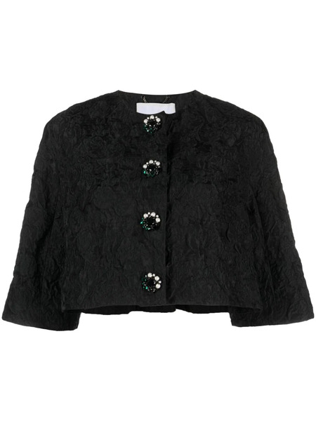  Erdem Textured Cropped Jacket - Black 