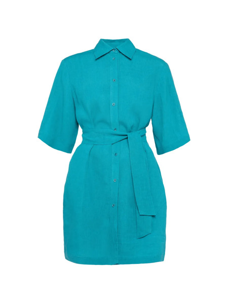  Eres Belted Shirt Dress - Blue 