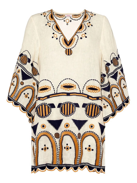  Eres Medaillon Embroidered Midi Dress - Neutrals 