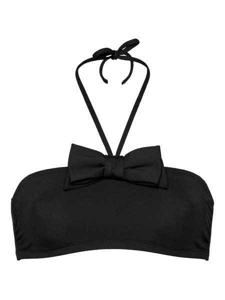  Eres Satin Bandeau Bikini Top - Black 