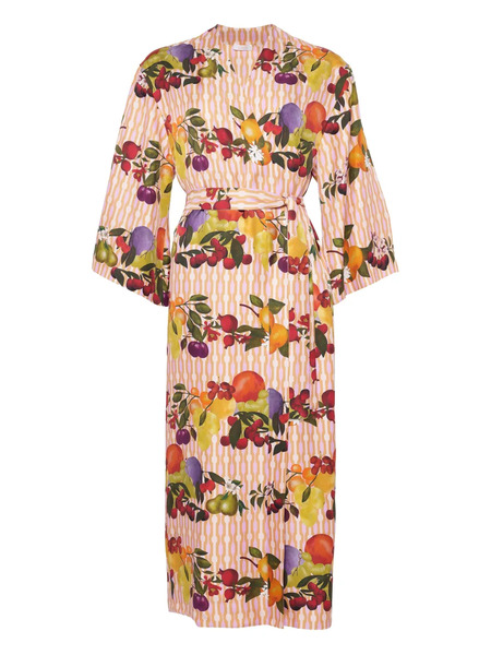  Eres Saveur Fruit-print Chain-pattern Reversible Robe - Pink 