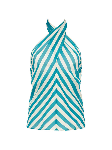  Eres Striped-pattern Halterneck Top - Blue 