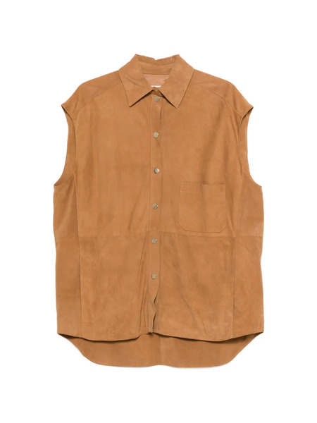  Erika Cavallini Chest Pocket Button Down Waistcoat - Brown 