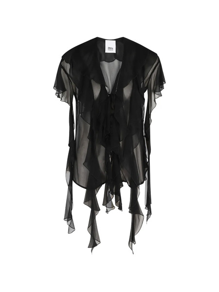  Erika Cavallini Lia Ruffled Tie Blouse - Black 